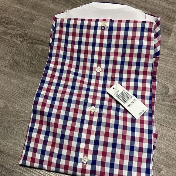 Tommy Hilfiger Gingham Check Dress Shirt-BURGUNDY-15.5-34/35 - Picture 2 of 3